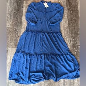 Arabul Triko Womens Plain Long Dress Sz 46, Blue